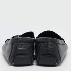 Pre Owned Louis Vuitton Black Leather Monte Carlo Slip On Loafers Size 42