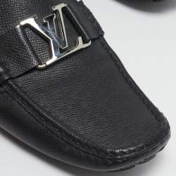 Pre Owned Louis Vuitton Black Leather Monte Carlo Slip On Loafers Size 42