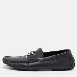 Louis Vuitton Black Leather Monte Carlo Slip On Loafers Size 42