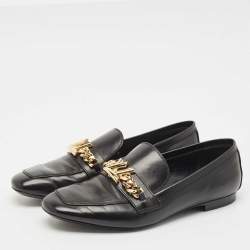 Louis Vuitton Black Leather Upper Case Loafers Size 38