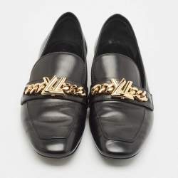 Louis Vuitton Black Leather Upper Case Loafers Size 38