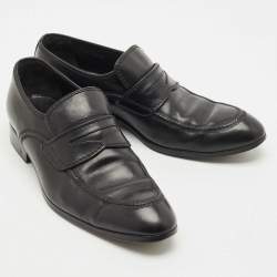 Louis Vuitton Black Leather Slip On Loafers Size 41