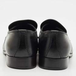 Louis Vuitton Black Leather Slip On Loafers Size 41
