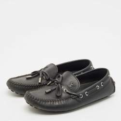 Louis Vuitton Black Leather Bow Slip On Loafers Size 39