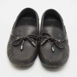 Louis Vuitton Black Leather Bow Slip On Loafers Size 39