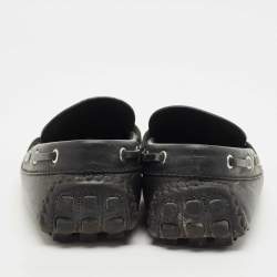 Louis Vuitton Black Leather Bow Slip On Loafers Size 39