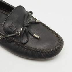 Louis Vuitton Black Leather Bow Slip On Loafers Size 39
