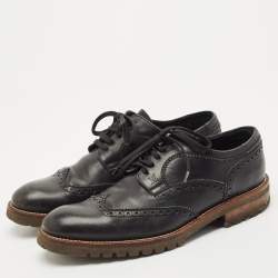 Louis Vuitton Black Leather Lace Up Brogue Wingtip Derby Size 43