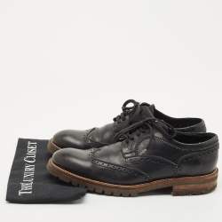 Louis Vuitton Black Leather Lace Up Brogue Wingtip Derby Size 43