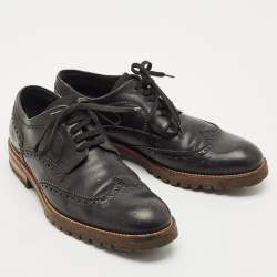 Louis Vuitton Black Leather Lace Up Brogue Wingtip Derby Size 43