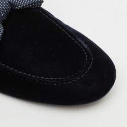 Louis Vuitton Navy Blue Velvet Tuxedo Bow Loafers Size 43