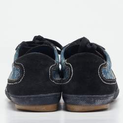 Louis Vuitton Blue/Black Monogram Denim and Suede Low Top Sneakers Size 41