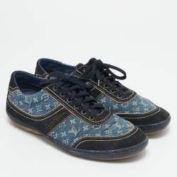 Louis Vuitton Blue/Black Monogram Denim and Suede Low Top Sneakers Size 41