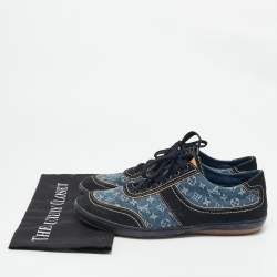 Louis Vuitton Blue/Black Monogram Denim and Suede Low Top Sneakers Size 41