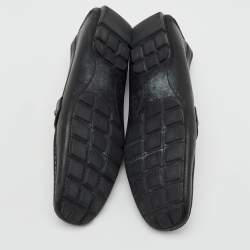 Louis Vuitton Black Leather Monte Carlo Slip On Loafers Size 44
