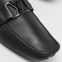 Louis Vuitton Black Leather Monte Carlo Slip On Loafers Size 44