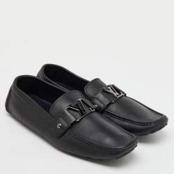 Louis Vuitton Black Leather Monte Carlo Slip On Loafers Size 44