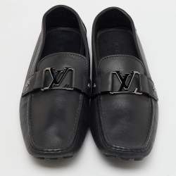Louis Vuitton Black Leather Monte Carlo Slip On Loafers Size 44