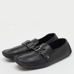Louis Vuitton Black Leather Monte Carlo Slip On Loafers Size 44