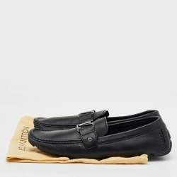 Louis Vuitton Black Leather Monte Carlo Slip On Loafers Size 44