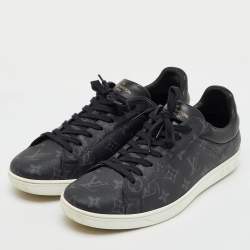 Louis Vuitton Black Monogram Eclipse Frontrow Low Top Sneakers Size 43