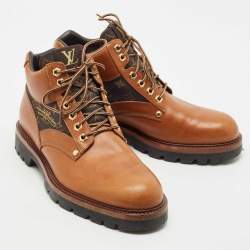 Louis Vuitton Brown Leather Oberkampf Ankle Chelsea Boots Size 42