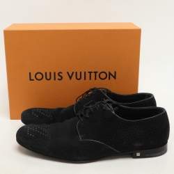 Louis Vuitton Dark Navy Blue Perforated Suede Solferino Derby Size 42
