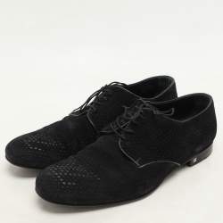 Louis Vuitton Dark Navy Blue Perforated Suede Solferino Derby Size 42