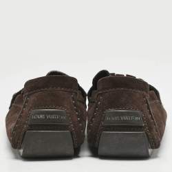 Louis Vuitton Dark Brown Suede Hockenheim Slip On Loafers Size 42.5