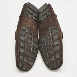 Louis Vuitton Dark Brown Suede Hockenheim Slip On Loafers Size 42.5
