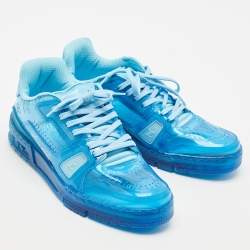 Louis Vuitton Blue PVC Run Away Lace Up Sneakers Size 40
