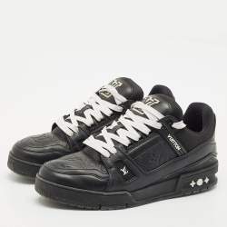 Louis Vuitton Black Leather LV Trainer Lace Up Sneakers Size 42.5