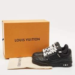 Louis Vuitton Black Leather LV Trainer Lace Up Sneakers Size 42.5