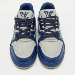 Louis Vuitton Blue/Light Grey Leather LV Trainer #54 Sneakers Size 40