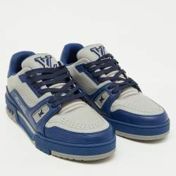 Louis Vuitton Blue/Light Grey Leather LV Trainer #54 Sneakers Size 40