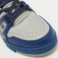 Louis Vuitton Blue/Light Grey Leather LV Trainer #54 Sneakers Size 40