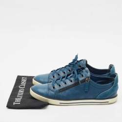 Louis Vuitton Blue Damier Embossed Leather Challenge Zip Up Sneakers Size 42.5