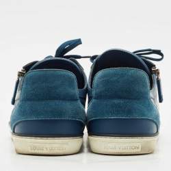 Louis Vuitton Blue Damier Embossed Leather Challenge Zip Up Sneakers Size 42.5