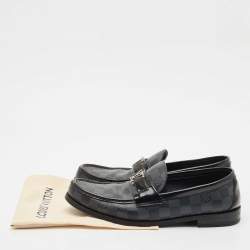 Louis Vuitton Black Leather Damier Embossed Santiago Loafers Size 43