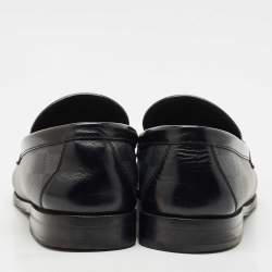 Louis Vuitton Black Leather Damier Embossed Santiago Loafers Size 43