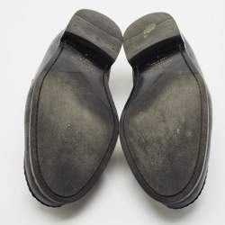 Louis Vuitton Black Leather Damier Embossed Santiago Loafers Size 43