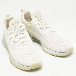 Louis Vuitton White Knit Fabric VNR Low Top Sneakers Size 45