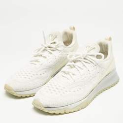 Louis Vuitton White Knit Fabric VNR Low Top Sneakers Size 45