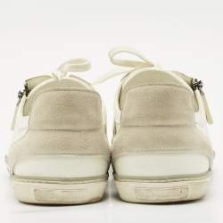 Louis Vuitton White Leather and Suede Frontrow Low Top Sneakers Size 42