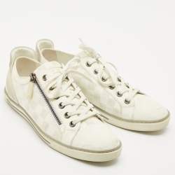 Louis Vuitton White Leather and Suede Frontrow Low Top Sneakers Size 42