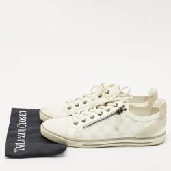 Louis Vuitton White Leather and Suede Frontrow Low Top Sneakers Size 42