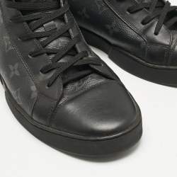 Louis Vuitton Black Monogram Eclipse Canvas and Leather Match Up High Top Sneakers Size 40