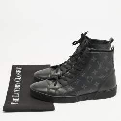 Louis Vuitton Black Monogram Eclipse Canvas and Leather Match Up High Top Sneakers Size 40