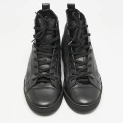 Louis Vuitton Black Monogram Eclipse Canvas and Leather Match Up High Top Sneakers Size 40