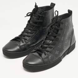 Louis Vuitton Black Monogram Eclipse Canvas and Leather Match Up High Top Sneakers Size 40